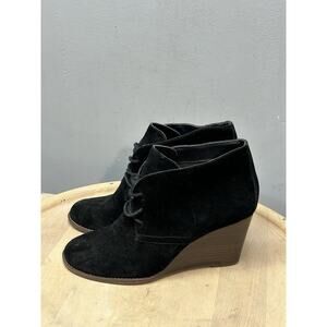 Lucky Brand Women's Yamene Boot Size‎ 9.5 Wedge Heel Black Suede Lace Up Desert